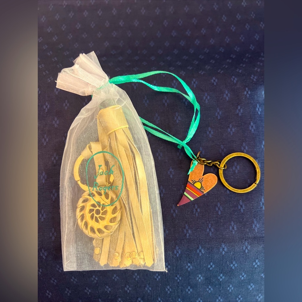 *NEW* Jack Rogers Tassel Key Fob Key Chain Bag Purse Tassel Charm Gold Combo